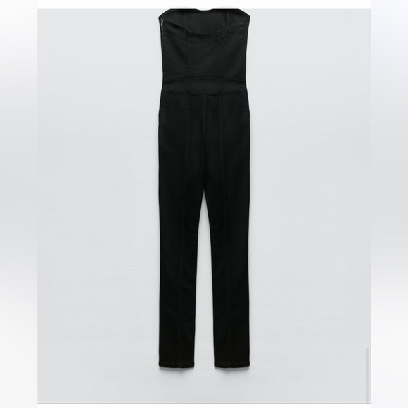 Zara DENIM TRF JUMPSUIT BLACK NWT - Picture 8 of 8